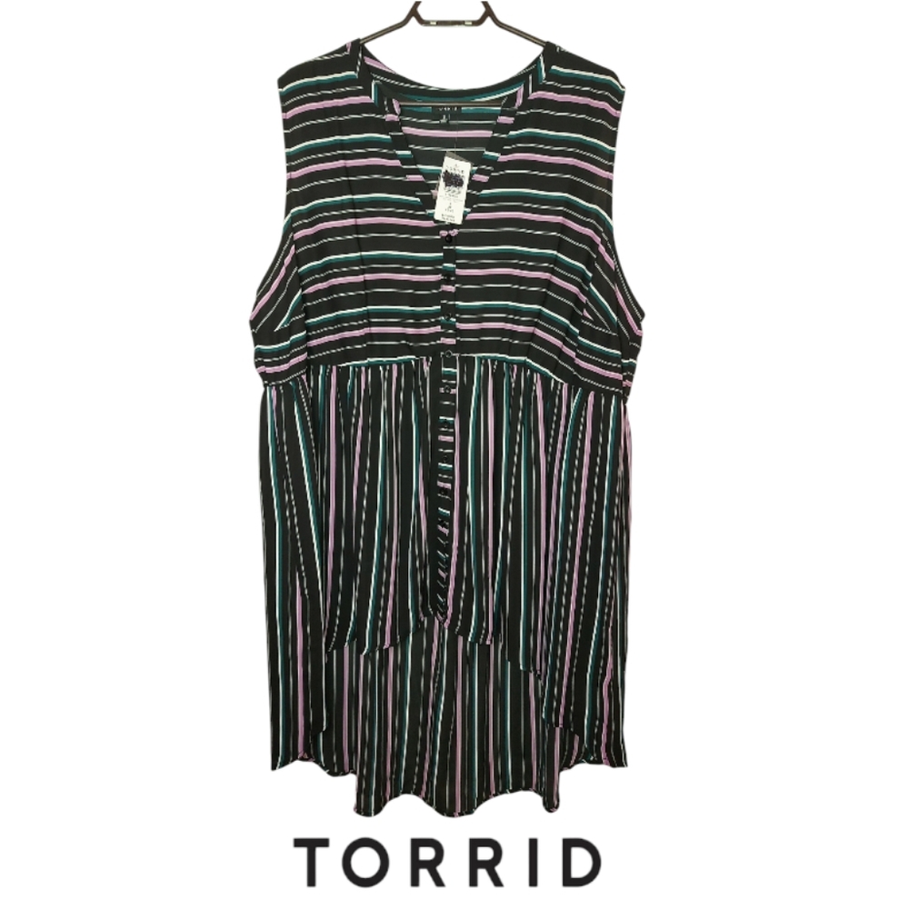 NWT Torrid Sheer Long Sleeveless High-Low Blouse/Cover Up